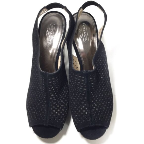 Coach Chasity Black Platform Heel Perforated Mesh Size Women's 6 NEW [jb] - Picture 3 of 15